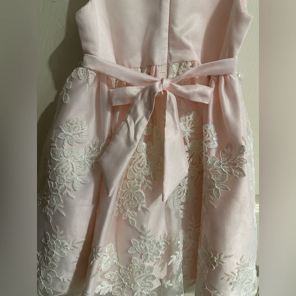 American Princess Pink Floral Dress with Pearl Detail - Picture 5 of 9